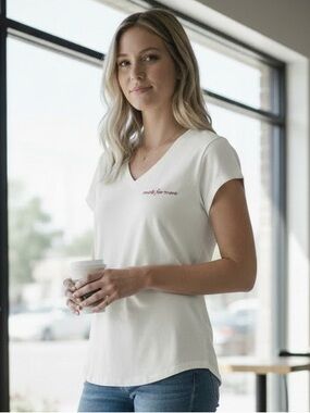 Women's Short Sleeve V-Neck Tee - White